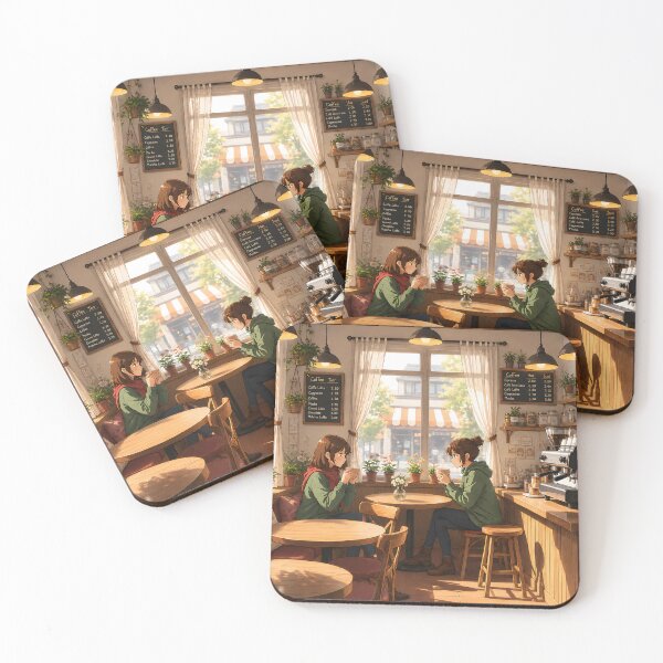 Item preview, Cute Girls in Stylish and Cozy Coffee Shop designed and sold by Pim-Crystal.