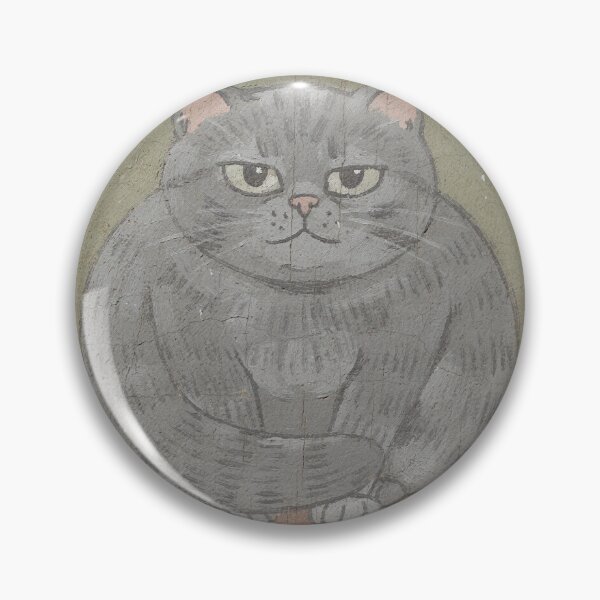 Item preview, Round Russian Blue Loaf Naive Folk Art Cat designed and sold by PictorialWhimsy.