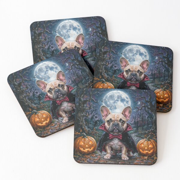 Item preview, Cute French Bulldog Vampire Halloween Gothic Moonlight Pumpkin Haunted Forest Art designed and sold by cr6zym1nd.