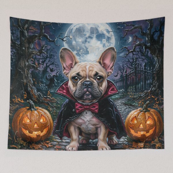 Item preview, Cute French Bulldog Vampire Halloween Gothic Moonlight Pumpkin Haunted Forest Art designed and sold by cr6zym1nd.