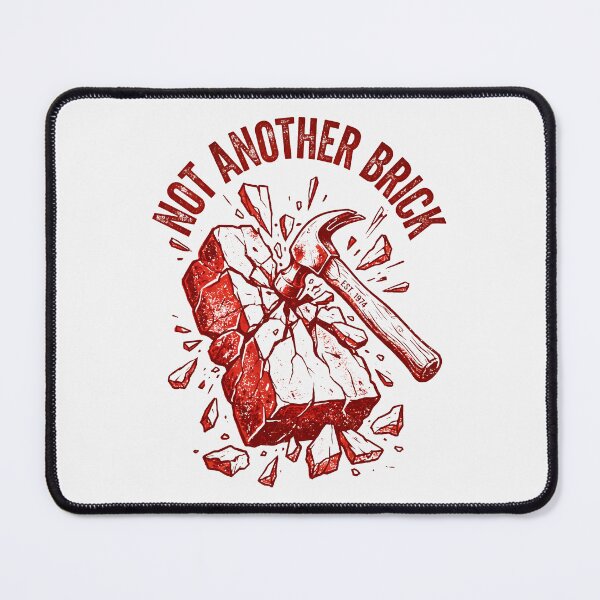 Item preview, Not Another Brick Vintage Woodcut Hammer Rock Break designed and sold by SplashTastic.