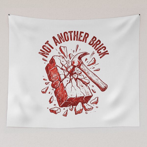 Item preview, Not Another Brick Vintage Woodcut Hammer Rock Break designed and sold by SplashTastic.