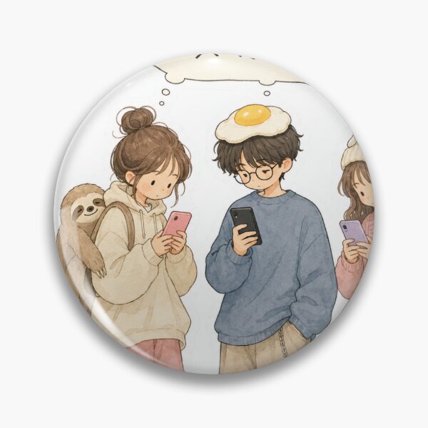Item preview, Friends Silently Looking at Their Phones Sticker designed and sold by ArtPrintPov.