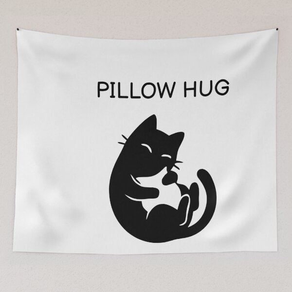 Item preview, Pillow Hug Funny Black Cat Sticker designed and sold by FUEGO & NOX.
