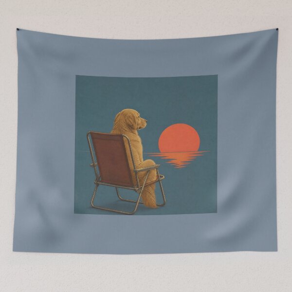 Item preview, Sunset Camp Vibes – Vintage Golden Retriever Adventure Design designed and sold by ManggaeJM.