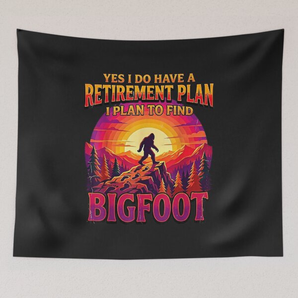 Item preview, Funny Bigfoot Retirement Plan Vintage Sunset Sasquatch Hiking Design designed and sold by abig-eiyana.