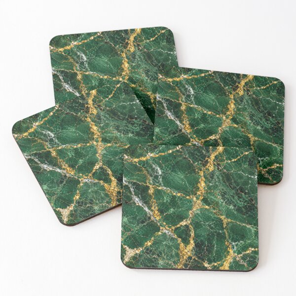 Item preview, Emerald Green Marble with Gold Leaf Veins designed and sold by Myra365Art.