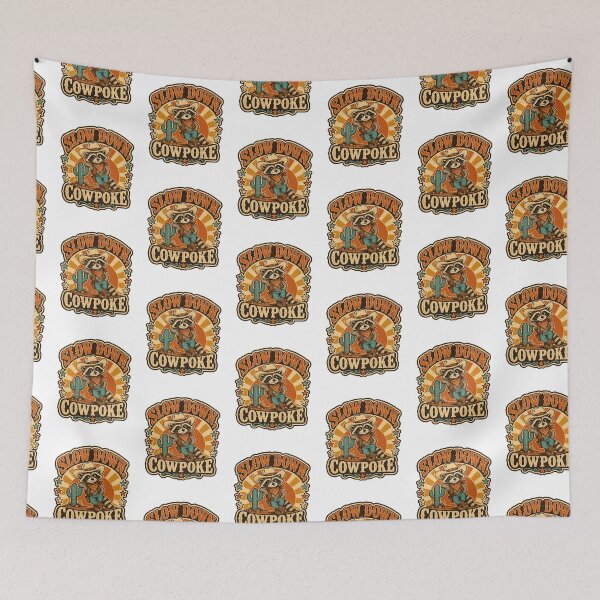 Item preview, Slow Down Cowpoke – Funny Retro Western Raccoon Cowboy designed and sold by NinaCreator.