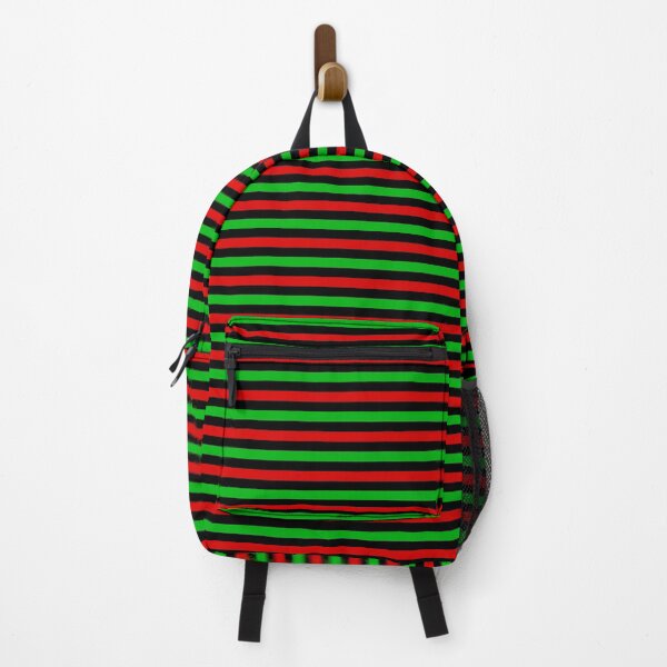 Item preview, Red And Green Stripes Design Black  designed and sold by PatternTitan.