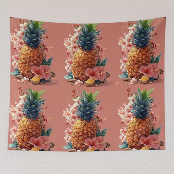 Item preview, Pineapple Tropical Fruits and Flowers designed and sold by Grafititee.