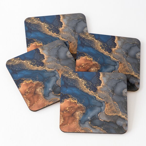 Item preview, Luxury Indigo and Copper Alcohol Ink Art designed and sold by Myra365Art.