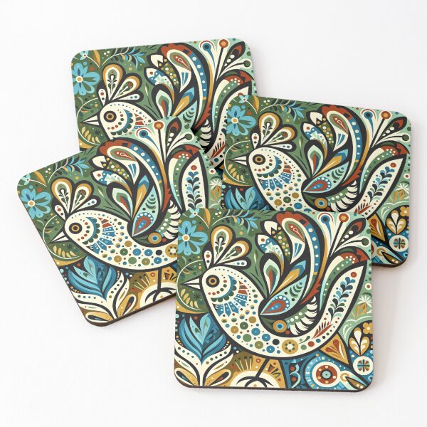 Item preview, Boho Folk Art Decorative Bird Pattern designed and sold by GameCraftedShop.