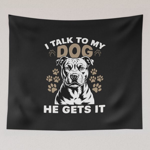 Item preview, Funny Pit Bull Dog Lover I Talk To My Dog He Gets It Vintage Design designed and sold by abig-eiyana.