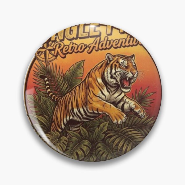 Item preview, Jungle Prowl Retro Adventures Vintage Tiger Illustration designed and sold by DKSH1234.