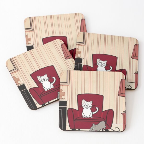 Item preview, Illustration - Feline and Rodent Characters, Classic Humorous Scene designed and sold by World-Pets.