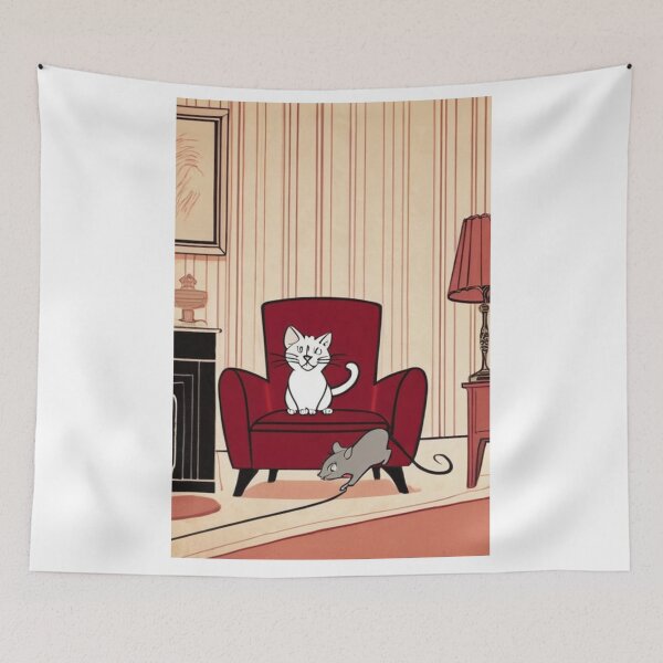 Item preview, Illustration - Feline and Rodent Characters, Classic Humorous Scene designed and sold by World-Pets.