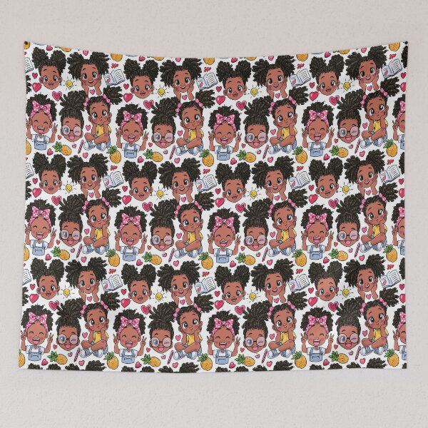 Item preview, Cute Kawaii Girls Locs Print Pattern designed and sold by RichardRags.