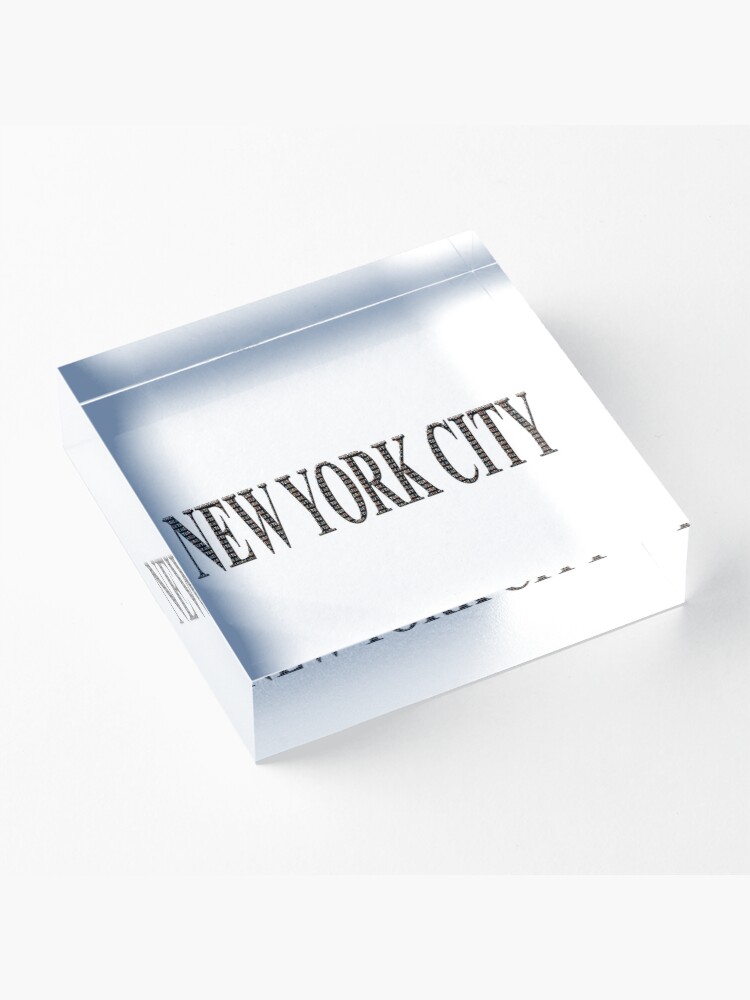 Alternate view of New York City (black type ON WHITE) Acrylic Block