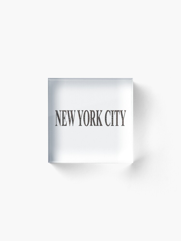 Alternate view of New York City (black type ON WHITE) Acrylic Block