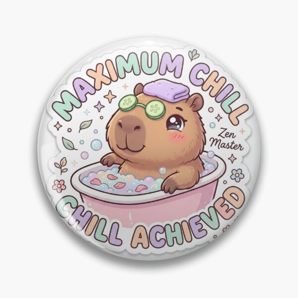 Item preview, Cute Kawaii Maximum Chill Capybara Sticker | Anime Style Chibi Bathing Rodent Art | Spa Day Sticker designed and sold by Chipkooo.