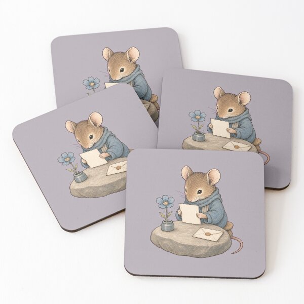 Item preview, Shy Cottagecore Mouse Poet Writing a Letter designed and sold by Tender Oddities Studio.