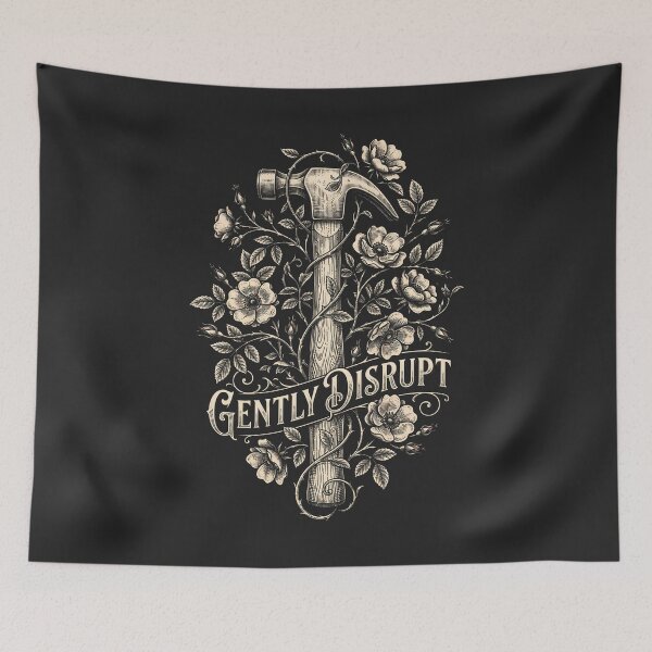 Item preview, Gently Disrupt Vintage Floral Line Art Carpenter Hammer designed and sold by SplashTastic.