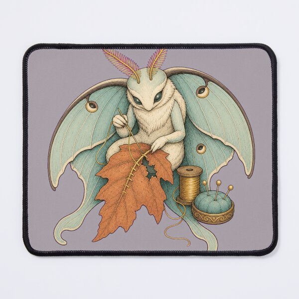 Item preview, Luna Moth Mending an Autumn Leaf designed and sold by Tender Oddities Studio.