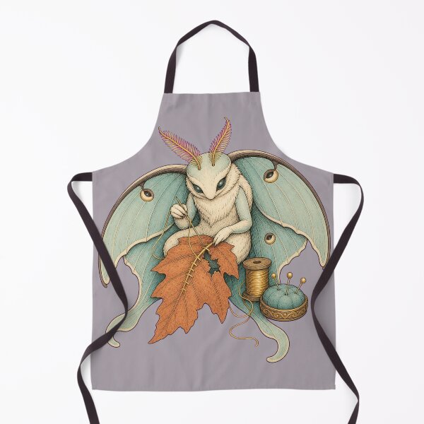 Item preview, Luna Moth Mending an Autumn Leaf with Golden Thread designed and sold by Tender Oddities Studio.