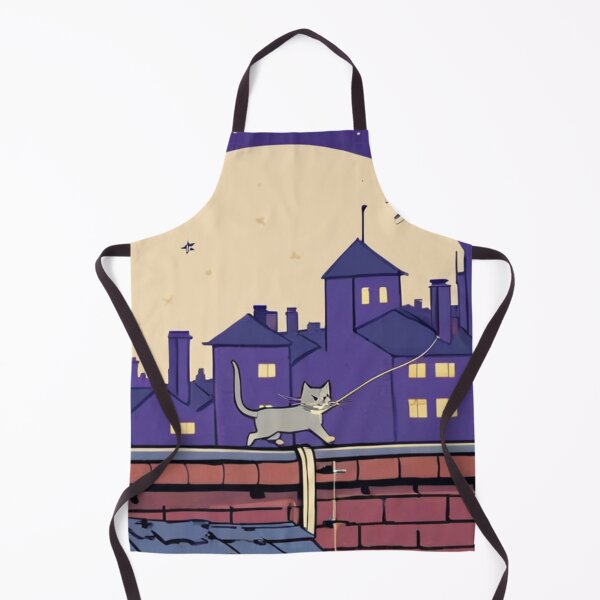 Item preview, Illustration - Mischievous feline and mysterious moon, Nocturnal fairytale ambiance designed and sold by World-Pets.