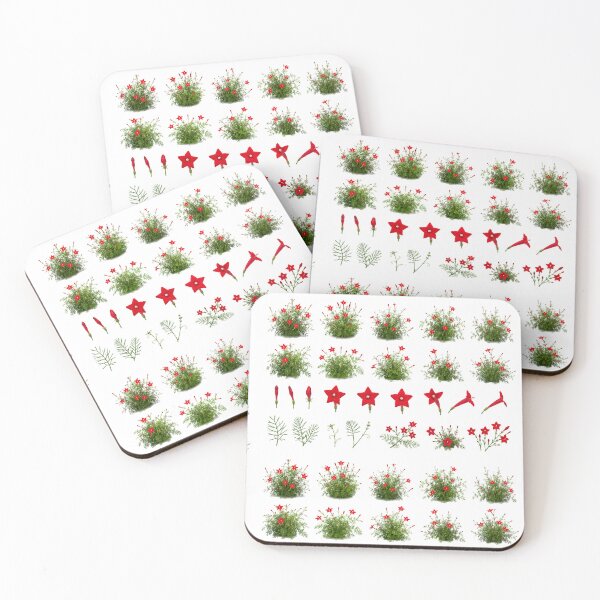 Item preview, Red Cypress Vine Cardinal Flower Botanical Set Aesthetic designed and sold by Rehnair.