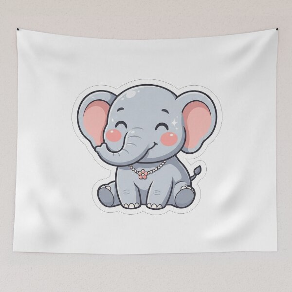 Item preview, Cute Baby Elephant With Flower Necklace designed and sold by Owcomm.