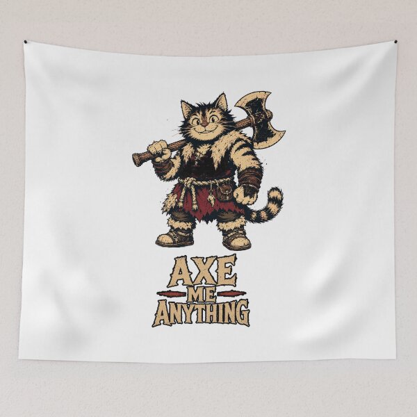 Item preview, Axe Me Anything | Funny Barbarian Cat Fantasy designed and sold by Bisonia.