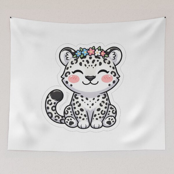 Item preview, Cute Baby Snow Leopard With Flowers designed and sold by Owcomm.