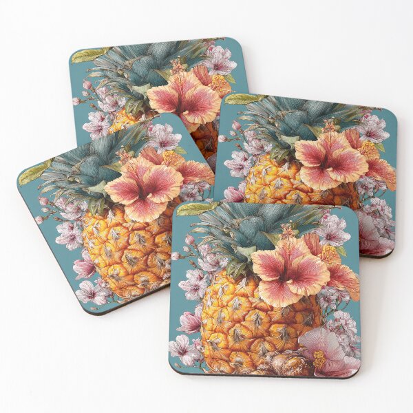 Item preview, Pineapple Tropical Fruits and Flowers designed and sold by Grafititee.