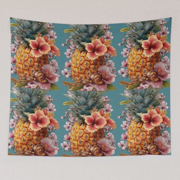 Item preview, Pineapple Tropical Fruits and Flowers designed and sold by Grafititee.
