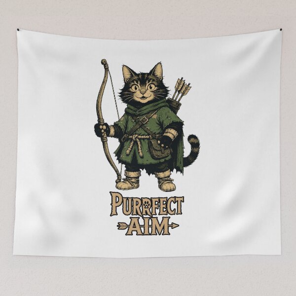 Item preview, Purrfect Aim | Funny Archer Cat Fantasy designed and sold by Bisonia.