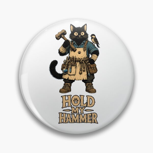 Item preview, Hold My Hammer | Funny Blacksmith Cat Fantasy designed and sold by Bisonia.