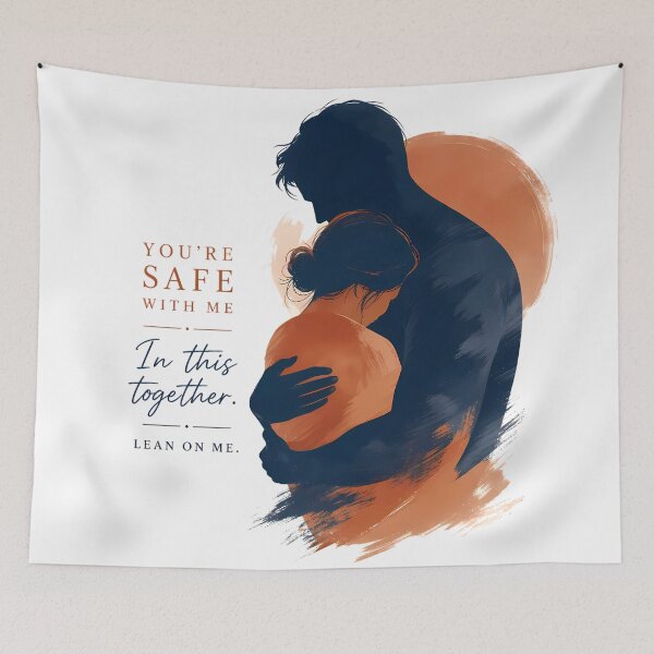 Item preview, You Are Safe With Me Romantic Couple Embrace Art  designed and sold by DignityLab.