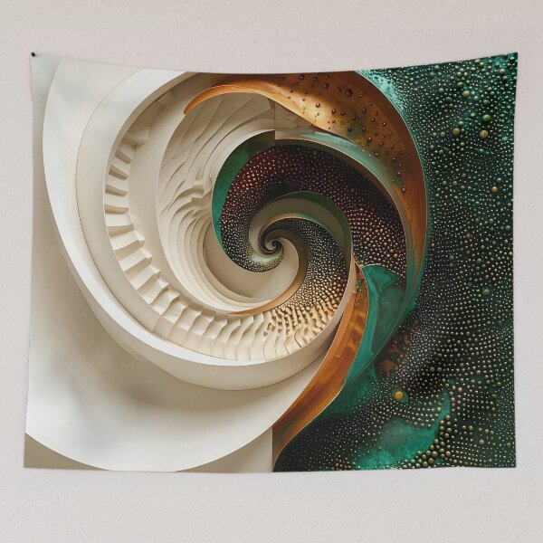 Item preview, Abstract Swirling Structure in Copper and White designed and sold by Vicky Brago-Mitchell®.