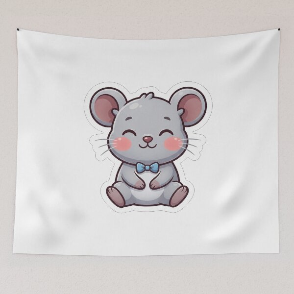 Item preview, Cute Little Mouse With Blue Bow designed and sold by Owcomm.