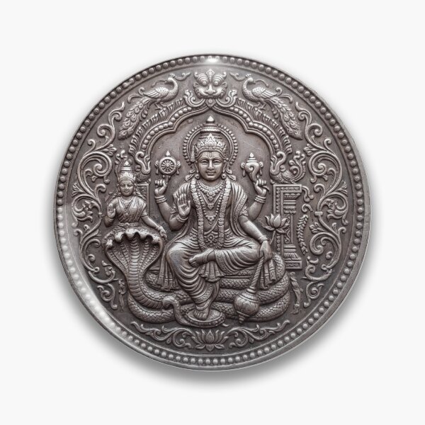 Item preview, Silver Vishnu Coin Art | Hindu Sacred Coin Design designed and sold by CosmicLotusArt.