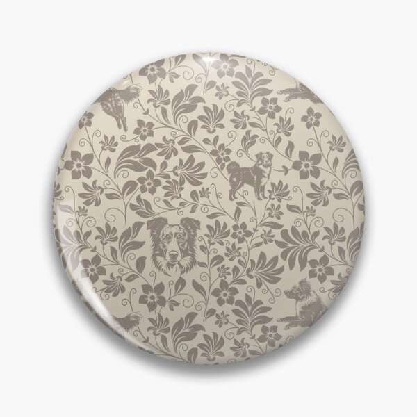 Item preview, Australian Shepherd Floral Pattern | Elegant Botanical Dog Design Sepia designed and sold by WildLakePatterns.