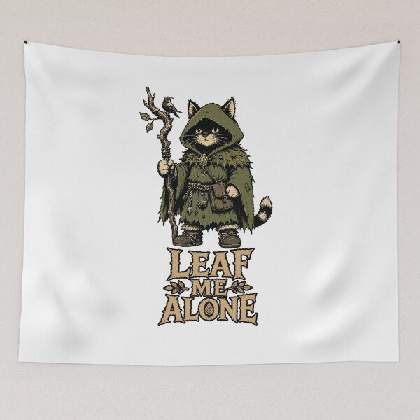 Item preview, Leaf Me Alone | Funny Druid Cat Fantasy designed and sold by Bisonia.