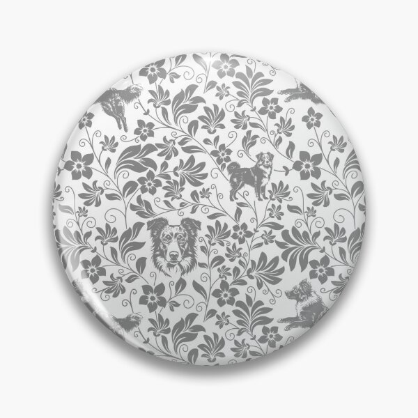 Item preview, Australian Shepherd Floral Pattern | Elegant Botanical Dog Design Grey designed and sold by WildLakePatterns.