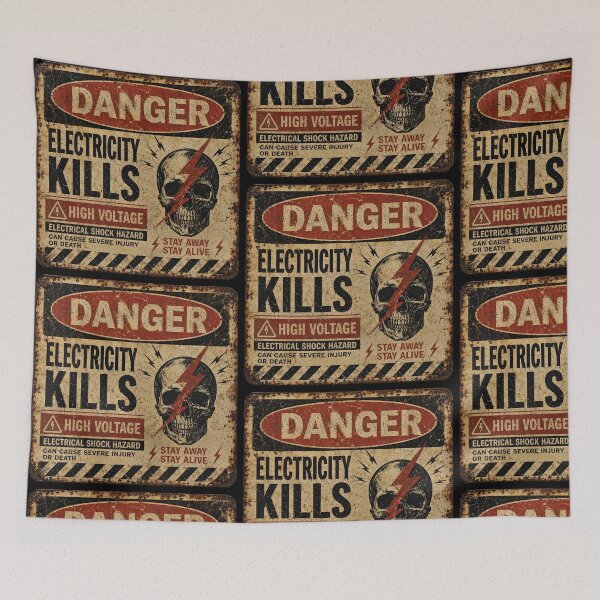 Item preview, Electricity Kills Vintage High Voltage Warning Sign Distressed Metal Graphic designed and sold by Abidel.