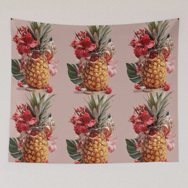 Item preview, Pineapple Tropical Fruits and Flowers designed and sold by Grafititee.
