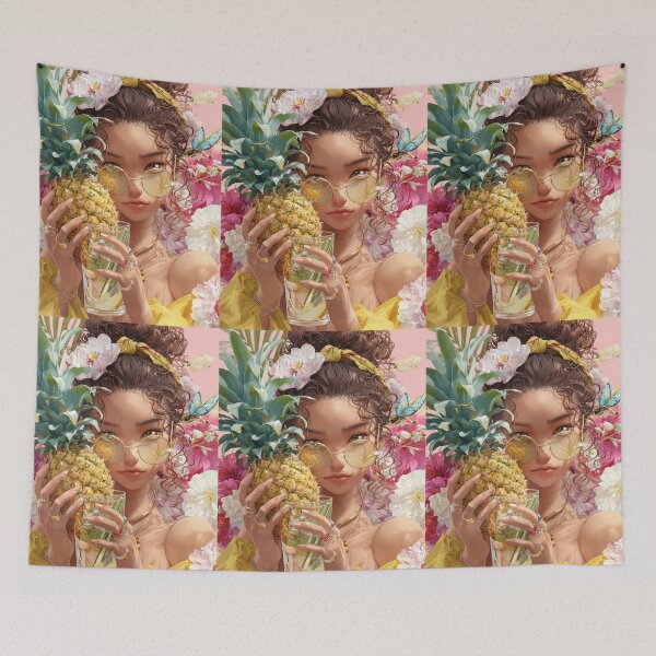 Item preview, Pineapple Tropical Fruits and Flowers designed and sold by Grafititee.
