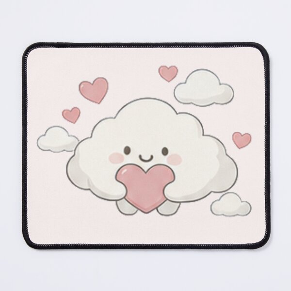 Item preview, Cute Kawaii Cloud Holding Heart Pastel Fluffy Aesthetic designed and sold by Rehnair.