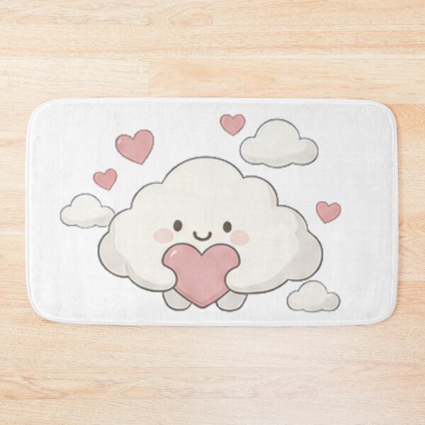 Item preview, Cute Kawaii Cloud Holding Heart Pastel Fluffy Aesthetic designed and sold by Rehnair.