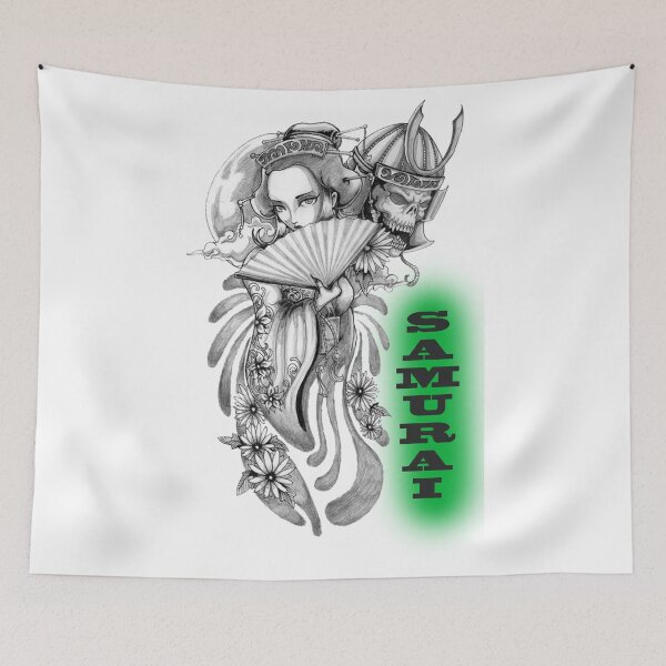 Item preview, Traditional Japanese Samurai Skull & Geisha designed and sold by pegyranrasana12.